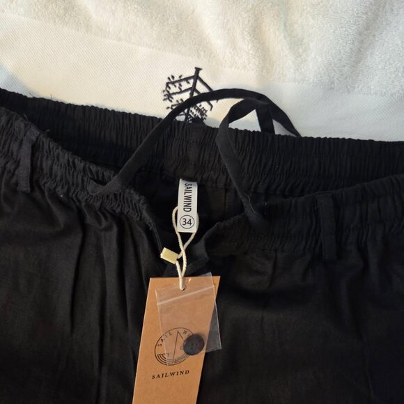 Mens 34 waist/32 inseam, black linen blend pants, new with tags - Picture 3 of 3